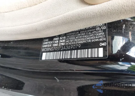 2003 Mercedes-Benz S 430 z USA, uszkodzony, nr VIN WDBNG70J73A369079